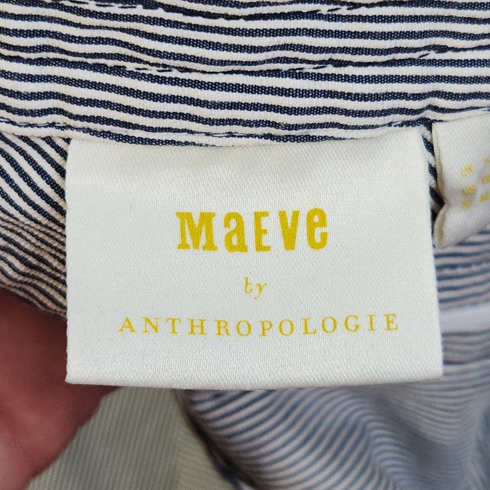 Maeve Dress Womens 10 Blue Striped Fit & Flare Sundress Pockets Anthropologie - Picture 3 of 8